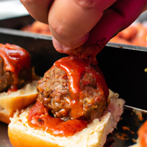 Assembling the heavenly meatball sliders