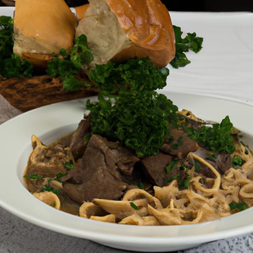 A delectable serving suggestion for Crockpot Beef Tips and Noodles