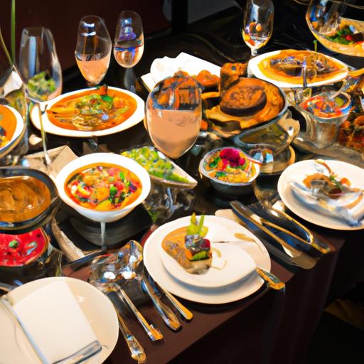 Table set with dishes from renowned cuisines